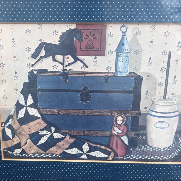 VINTAGE PAT PEARSON FRAMED FOLK ART PRINT RUSTIC FARMHOUSE - Picture 7 of 10